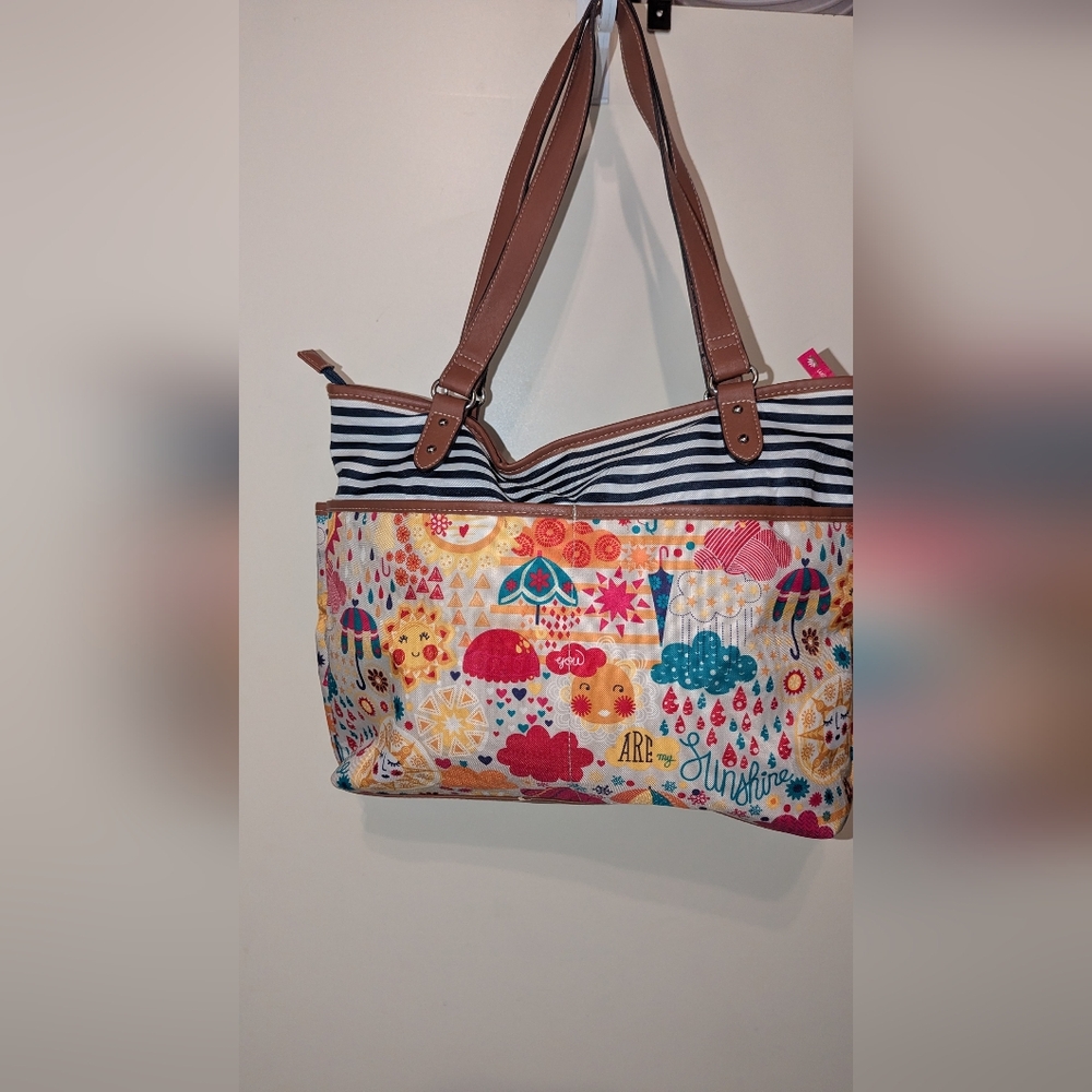 Lily Bloom Purse Tote Bag Satchel One Size Hello Sunshine Colorful Zip 17 x 12 - Picture 3 of 9